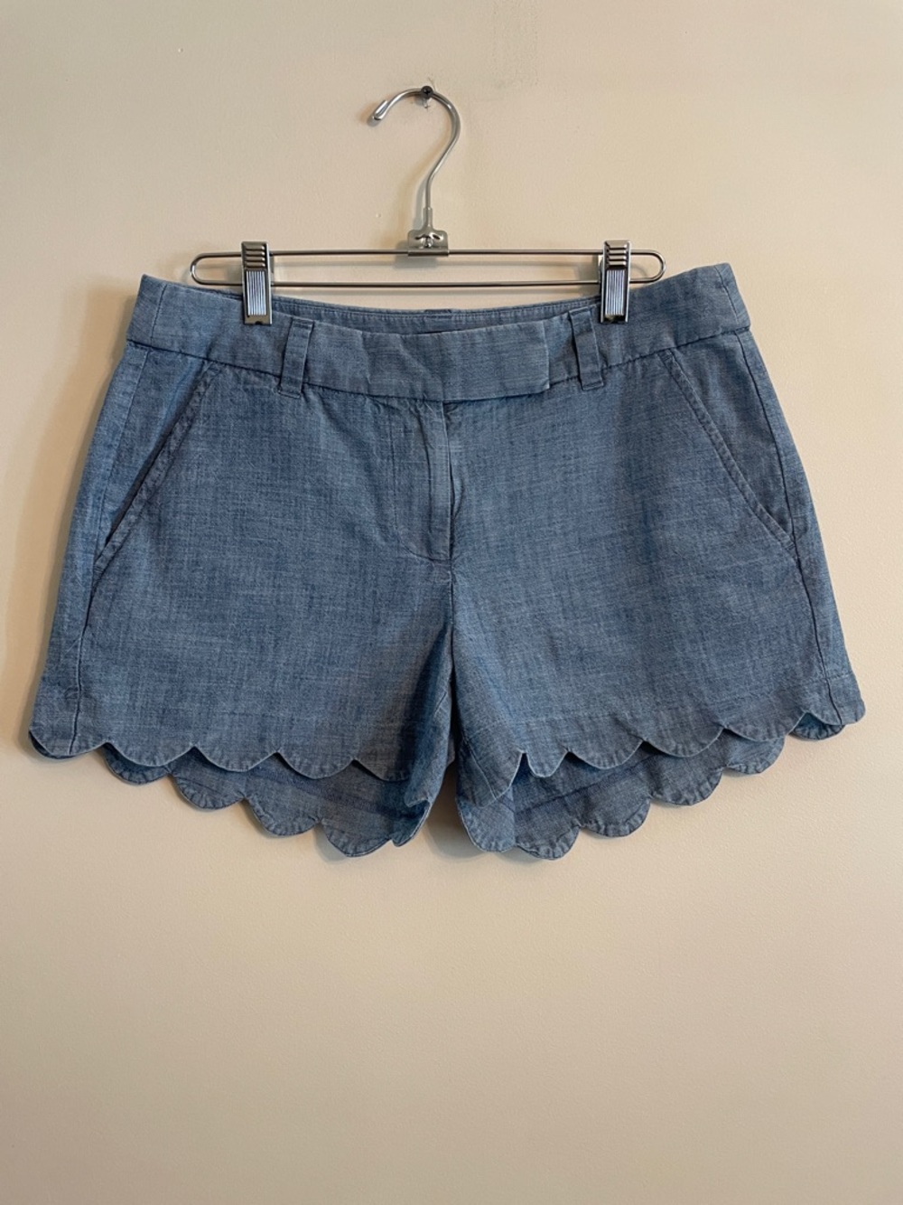 J. Crew Light Blue Scalloped Hem Shorts